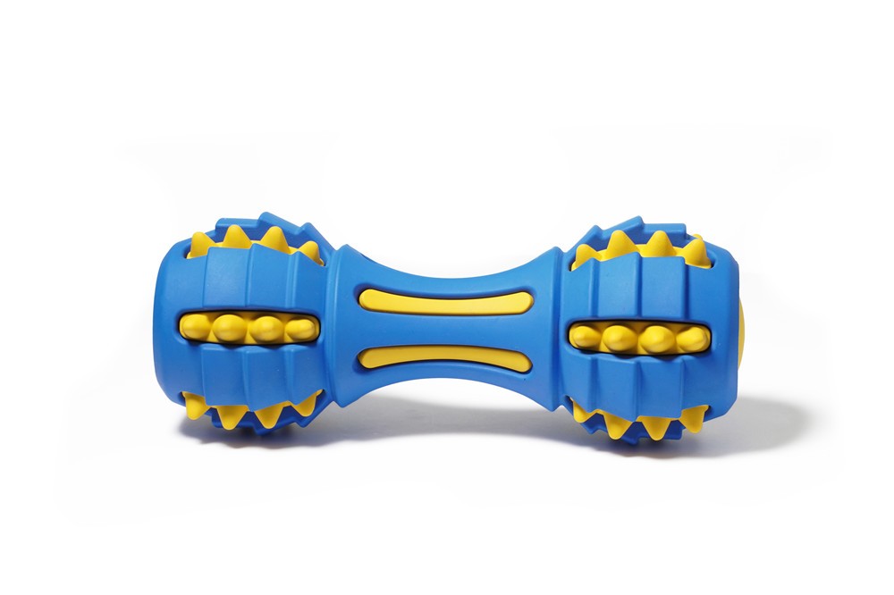 Dog Squeaky Rubber Toy Dumbbell with Bell inside Chewer Dog Dog Squeaky Rubber Toy Dumbbell with Bell inside Chewer - Image 2