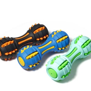 Dog Squeaky Rubber Toy Dumbbell with Bell inside Chewer Dog Dog Squeaky Rubber Toy Dumbbell with Bell inside Chewer