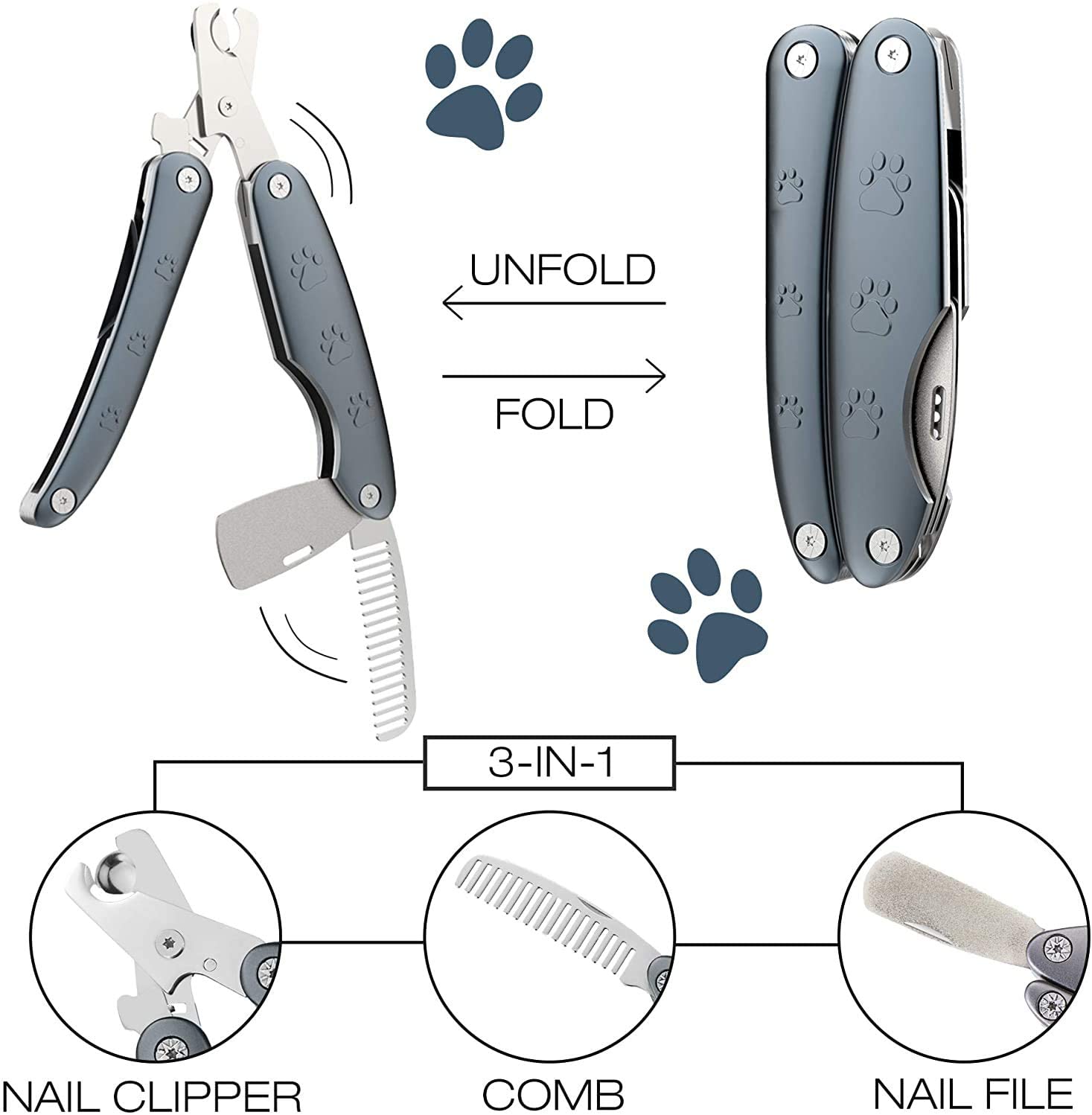 TD 3in1 Premium Foldable Pet Nail Clipper with File & Comb Dog TD 3in1 Premium Foldable Pet Nail Clipper with File & Comb - Image 5