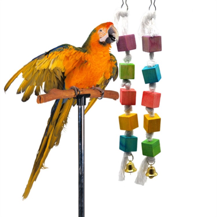 TD Rope Wooden Parrot Bird Toy with Bell and Swivel Hook Bird Cage, Bird Food, Health & Accessories TD Rope Wooden Parrot Bird Toy with Bell and Swivel Hook