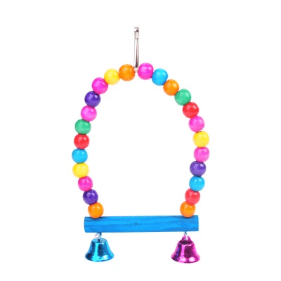 TD Parrot Bead Swings Wooden Bird Stand Toys with Bells Bird Cage, Bird Food, Health & Accessories TD Parrot Bead Swings Wooden Bird Stand Toys with Bells - Image 2