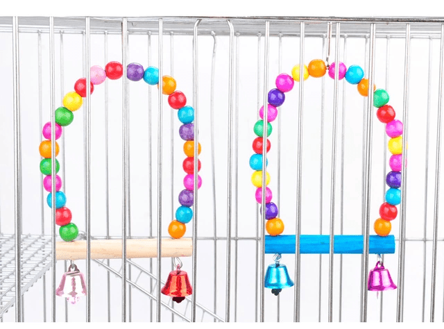 TD Parrot Bead Swings Wooden Bird Stand Toys with Bells Bird Cage, Bird Food, Health & Accessories TD Parrot Bead Swings Wooden Bird Stand Toys with Bells - Image 3