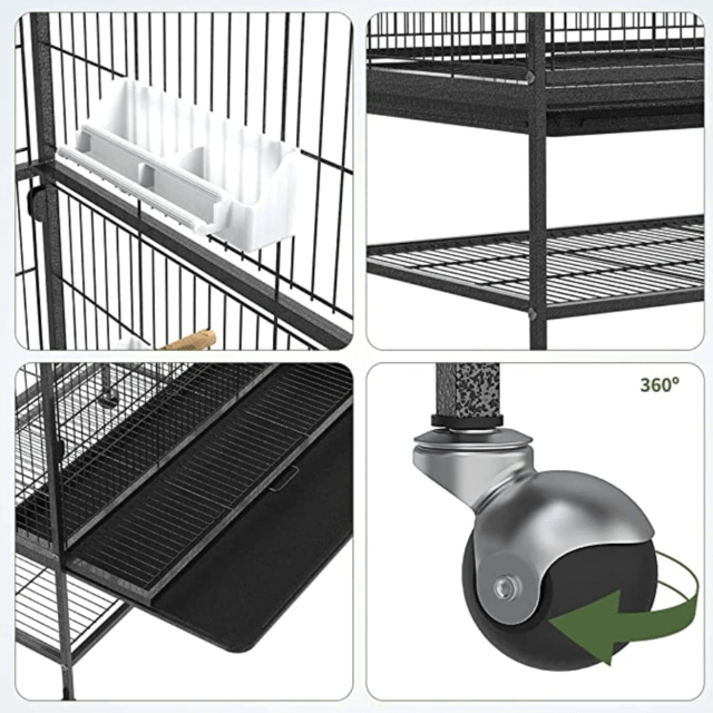 TD Wire Mesh Parrot Bird Cage with Stand Black Bird Cage, Bird Food, Health & Accessories TD Wire Mesh Parrot Bird Cage with Stand Black - Image 4