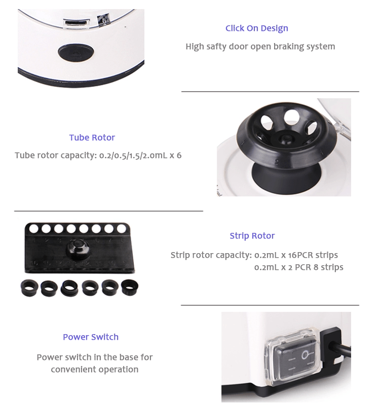 Microcentrifuge with clear Lid for 6 x Micro Tubes 0.2ml, 0.5ml, 1.5ml, 2.0ml Surgical, Lab & Therapy Microcentrifuge with clear Lid for 6 x Micro Tubes 0.2ml, 0.5ml, 1.5ml, 2.0ml - Image 3