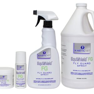 KineticVet EquiShield Fly Guard Spray 3oz Roll-On, 4oz Salve, 32 oz Spray, 1 Gallon Equine KineticVet EquiShield Fly Guard Spray 3oz Roll-On, 4oz Salve, 32 oz Spray, 1 Gallon