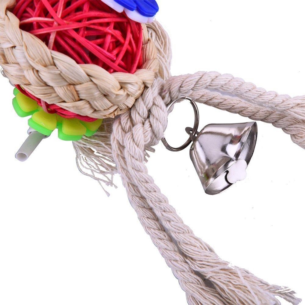 TD Rattan Twist Bird Chew Parrot with Bell Toy Bird Cage, Bird Food, Health & Accessories TD Rattan Twist Bird Chew Parrot with Bell Toy - Image 4