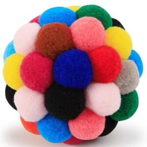 TD Cat Kitten Plush Ball with Bell Multicolour Chew Toy