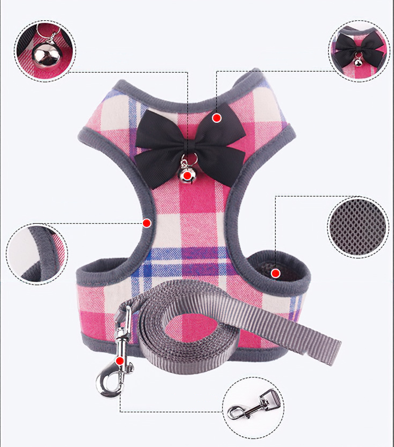 TD Harness with Bow Tie Leash Set with Bell Apparel, Leash Collar, Harness & BackPack TD Harness with Bow Tie Leash Set with Bell - Image 6