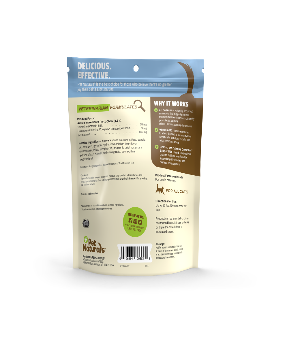 Pet Naturals Calming Chew for Cats 30ct 1.59oz/45g Cat Pet Naturals Calming Chew for Cats 30ct 1.59oz/45g - Image 2