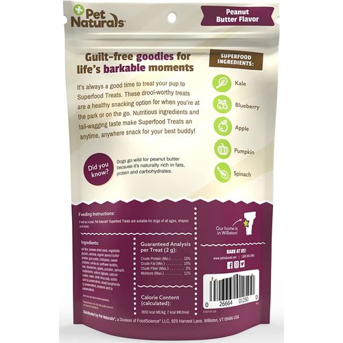 Pet Naturals Superfood Treats – Peanut Butter Flavor 120ct 7.41oz/210g Dog Pet Naturals Superfood Treats - Peanut Butter Flavor 120ct 7.41oz/210g - Image 2