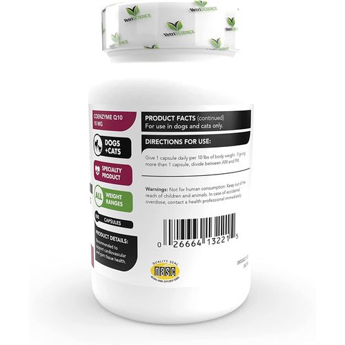 Vetri Coenzyme Q10 10mg Capsule Cats & Dogs 100ct Dog Vetri Coenzyme Q10 10mg Capsule Cats & Dogs 100ct - Image 3