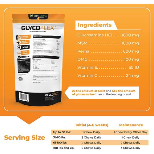 Vetri GlycoFlex® Stage 3 For Small Dogs Chews 4.23oz/120g Dog Vetri GlycoFlex® Stage 3 For Small Dogs Chews 4.23oz/120g - Image 3