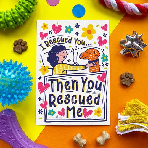 Scoff Paper I RESCUED YOU – THEN YOU RESCUED ME CHICKEN CARD Dog Scoff Paper I RESCUED YOU - THEN YOU RESCUED ME CHICKEN CARD