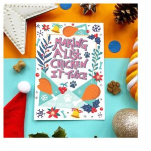 Scoff Paper Making a list Chicken it Twice Xmas Dog Card Dog Scoff Paper Making a list Chicken it Twice Xmas Dog Card