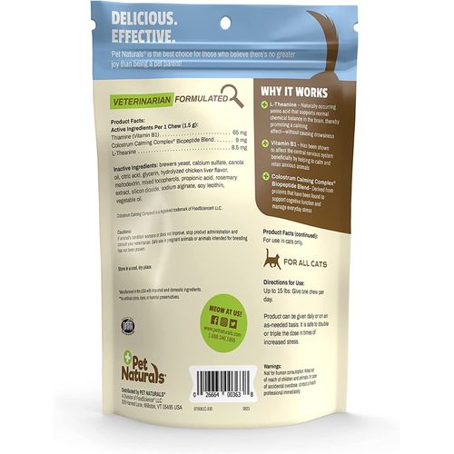 Pet Naturals Calming Chew For Cats 30ct 1.59oz/45g Cat Pet Naturals Calming Chew For Cats 30ct 1.59oz/45g - Image 2
