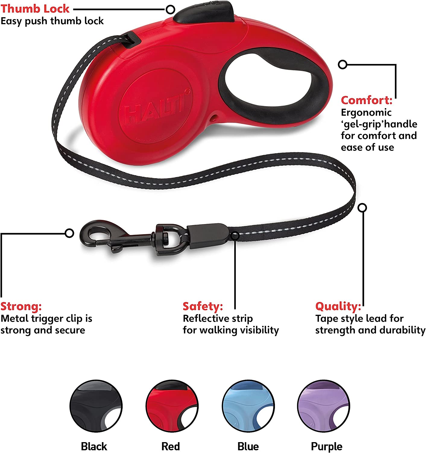 Halti Retractable Lead Red Medium Dog Halti Retractable Lead Red Medium - Image 5