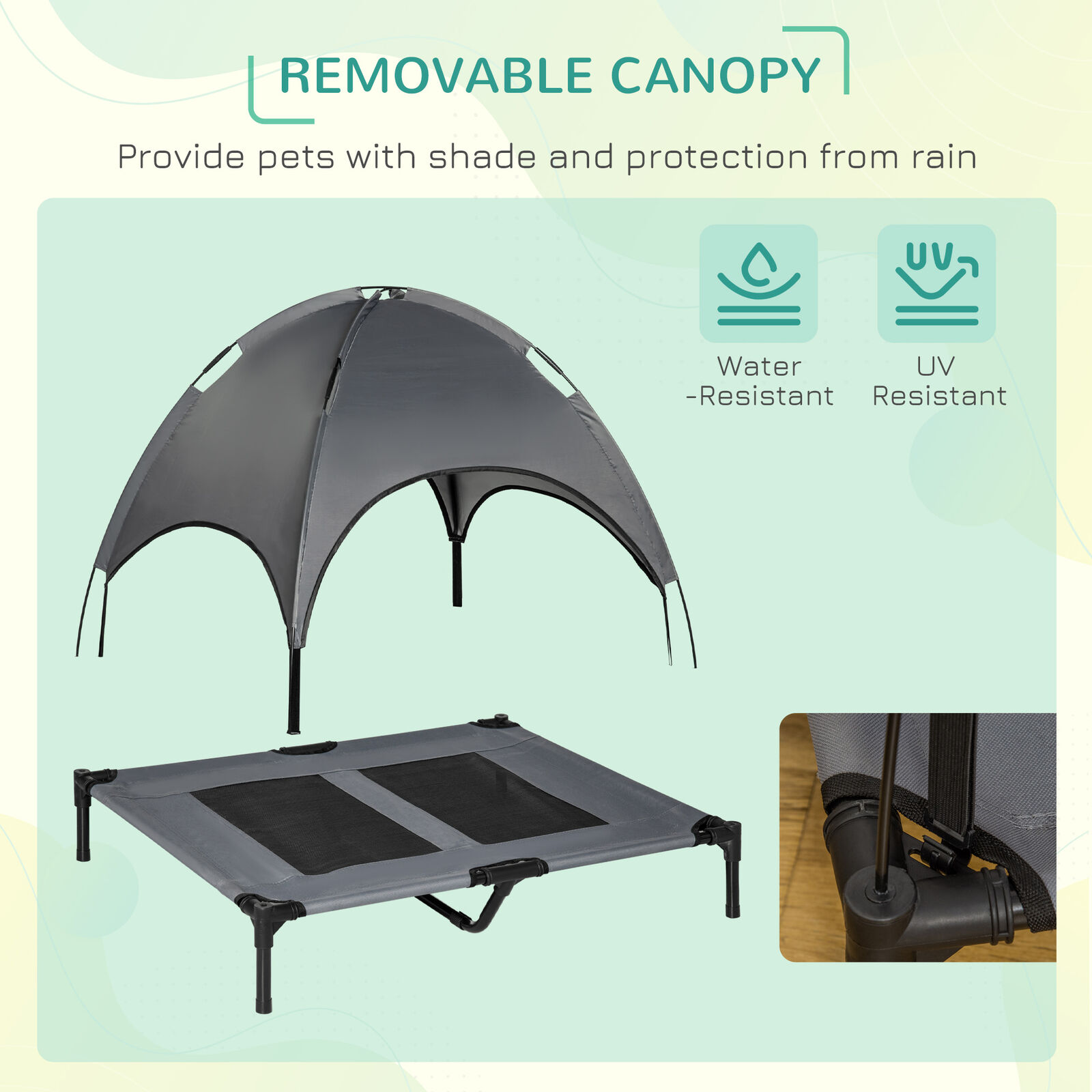 TD Elevated Adjustable Canopy Bed Grey Large Bed & Sofa TD Elevated Adjustable Canopy Bed Grey Large - Image 5