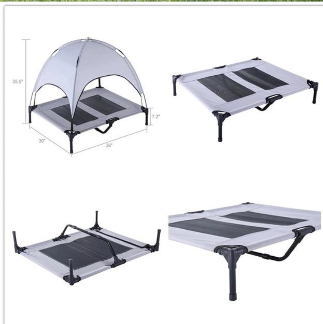 TD Elevated Adjustable Canopy Bed Grey Large Bed & Sofa TD Elevated Adjustable Canopy Bed Grey Large - Image 3