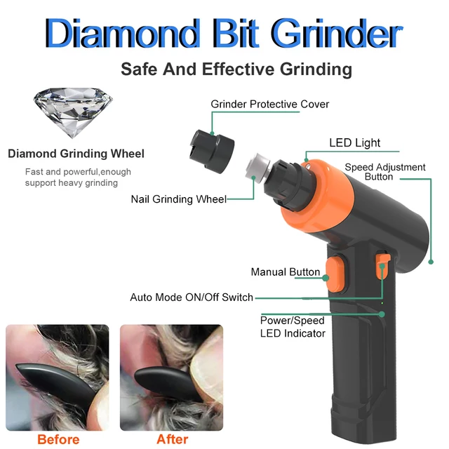 TD Dog Electric Led Lite Nail Grinder Trimmer Clipper Black Cat TD Dog Electric Led Lite Nail Grinder Trimmer Clipper Black - Image 5