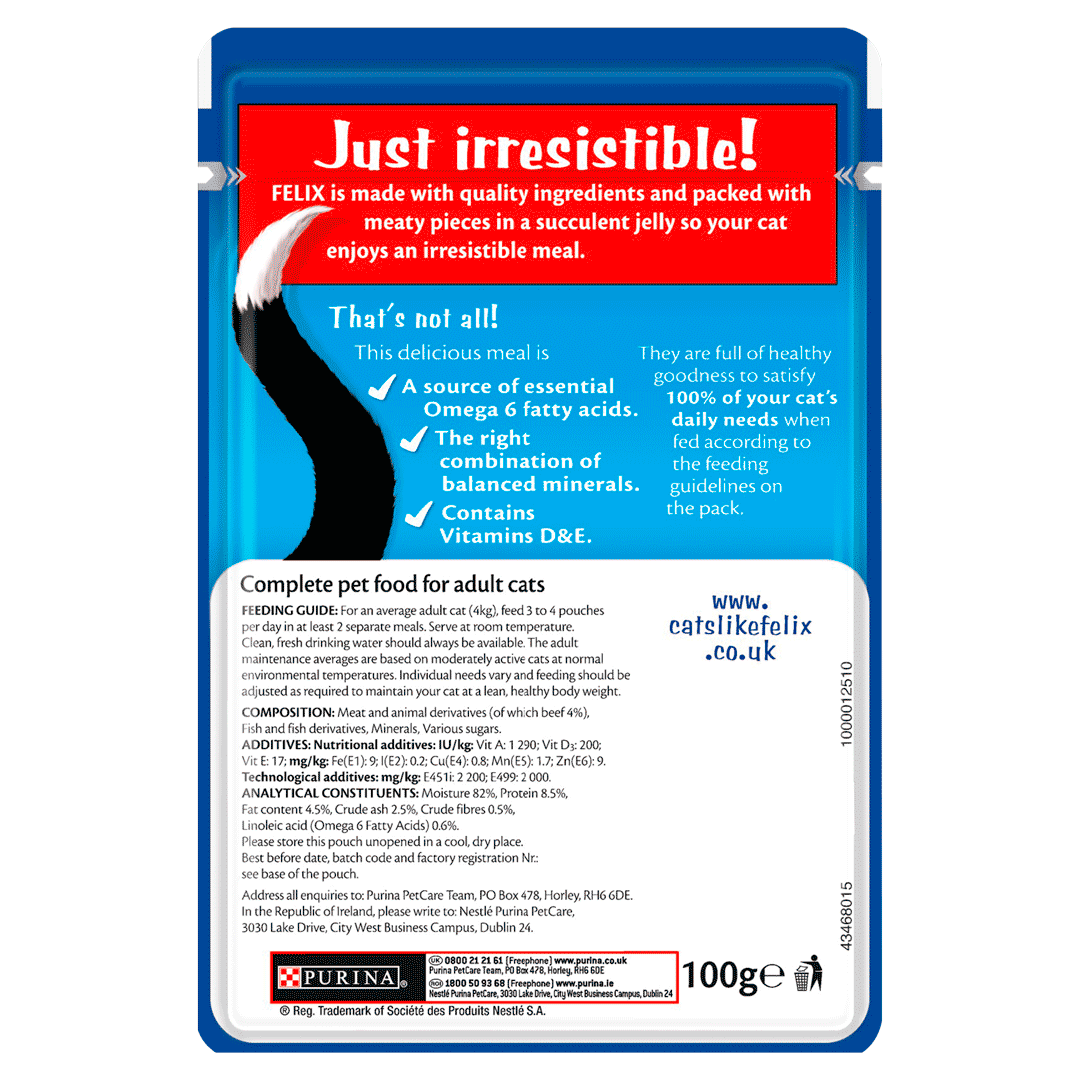 Felix Beef in Jelly Cat Food 20x100g Cat Felix Beef in Jelly Cat Food 20x100g - Image 2