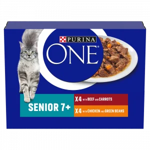 Purina ONE Senior 7+ Chicken & Beef Cat Food 8x85g
