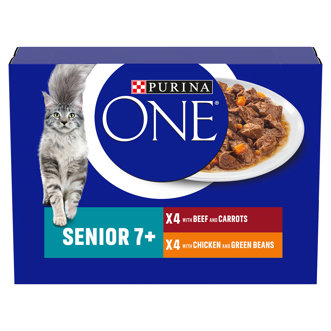 Purina ONE Senior 7+ Chicken & Beef Cat Food 8x85g Cat Purina ONE Senior 7+ Chicken & Beef Cat Food 8x85g