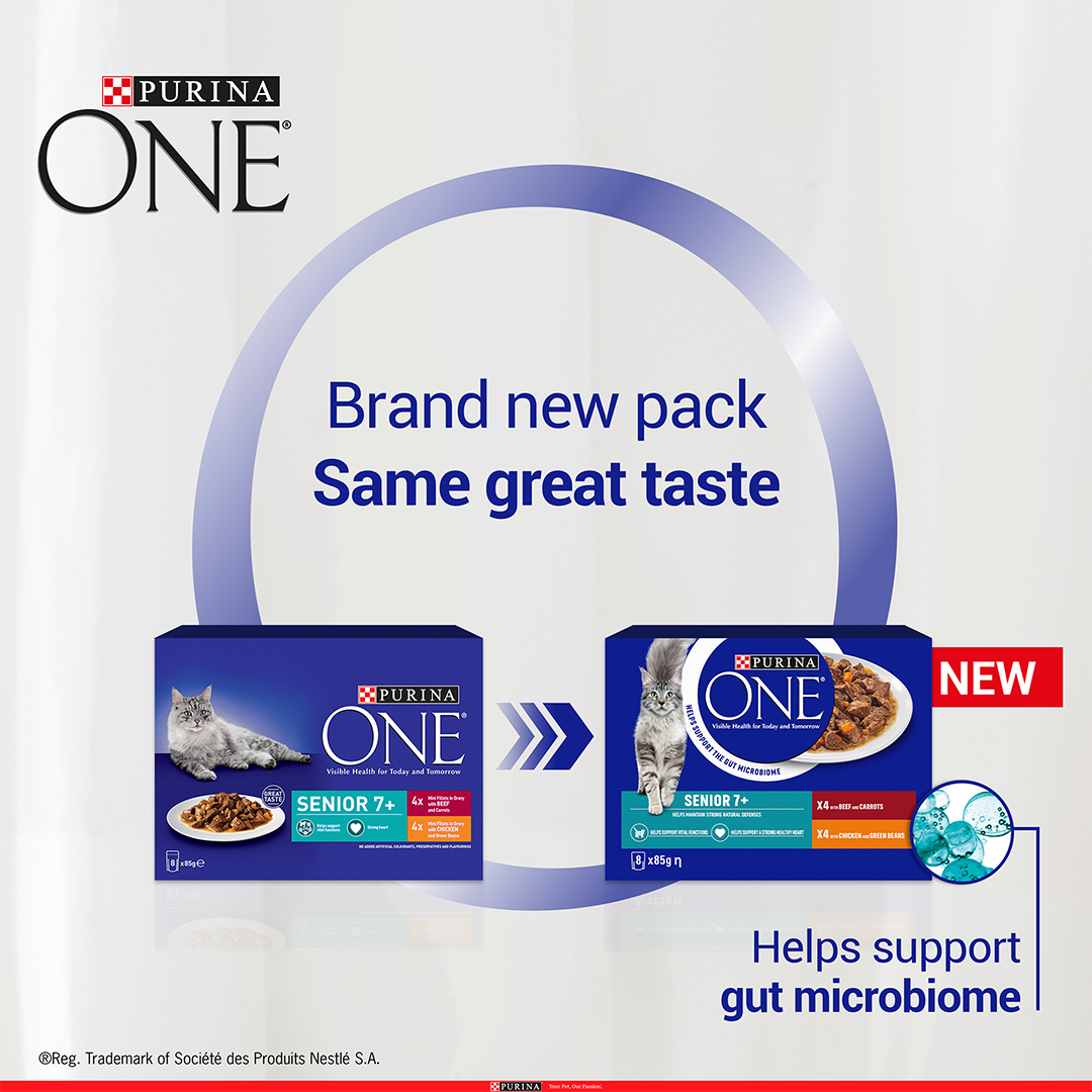 Purina ONE Senior 7+ Chicken & Beef Cat Food 8x85g Cat Purina ONE Senior 7+ Chicken & Beef Cat Food 8x85g - Image 2