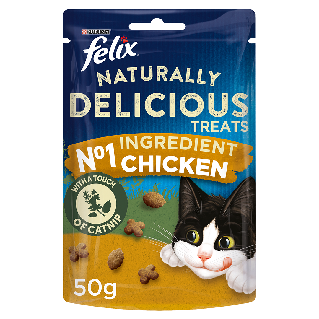 Felix Naturally Delicious Cat Treats Chicken and Catnip 50g Cat Felix Naturally Delicious Cat Treats Chicken and Catnip 50g