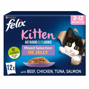 Felix As Good As It Looks Cat Food Kitten Mixed Selection in Jelly Wet Cat Food 12x100g Cat Felix As Good As It Looks Cat Food Kitten Mixed Selection in Jelly Wet Cat Food 12x100g