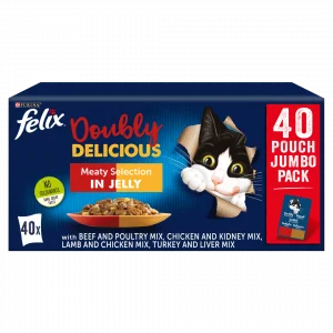 Felix Doubly Delicious Meaty Cat Food 40x100g Cat Felix Doubly Delicious Meaty Cat Food 40x100g
