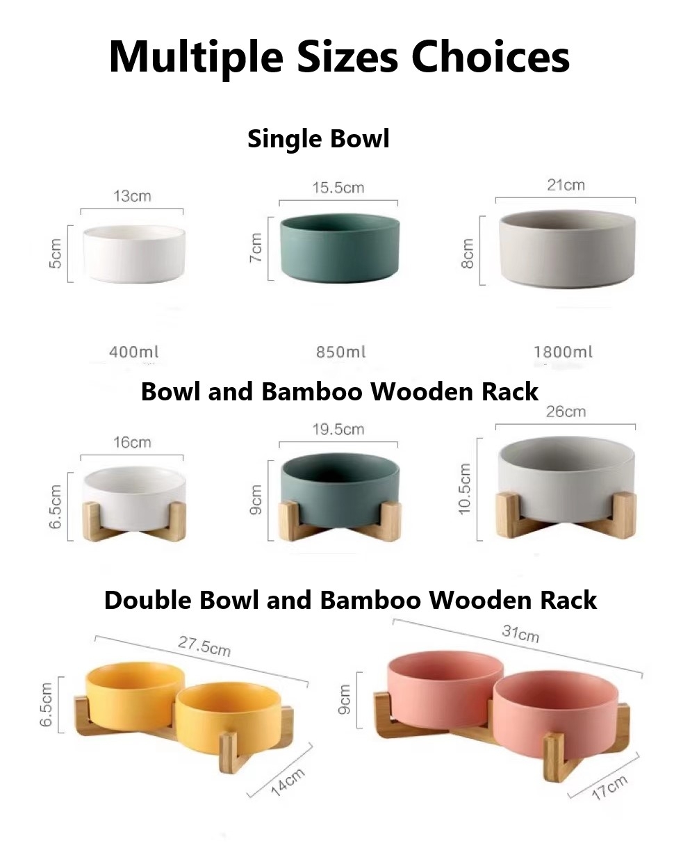 TD Elevated Ceramic Dual Ceramic with Bamboo Stand Bowls TD Elevated Ceramic Dual Ceramic with Bamboo Stand - Image 7
