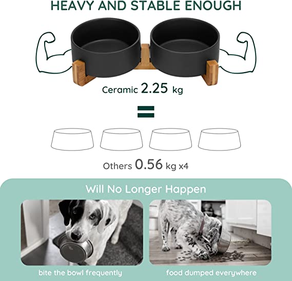TD Elevated Ceramic Dual Ceramic with Bamboo Stand Bowls TD Elevated Ceramic Dual Ceramic with Bamboo Stand - Image 18