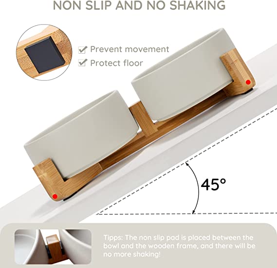 TD Elevated Ceramic Dual Ceramic with Bamboo Stand Bowls TD Elevated Ceramic Dual Ceramic with Bamboo Stand - Image 16