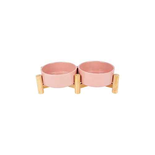 TD Elevated Ceramic Dual Ceramic with Bamboo Stand Bowls TD Elevated Ceramic Dual Ceramic with Bamboo Stand - Image 2