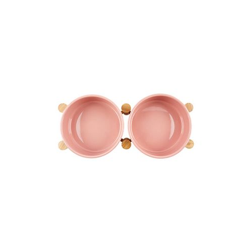TD Elevated Ceramic Dual Ceramic with Bamboo Stand Bowls TD Elevated Ceramic Dual Ceramic with Bamboo Stand - Image 4