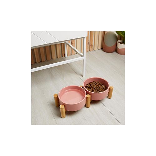 TD Elevated Ceramic Dual Ceramic with Bamboo Stand Bowls TD Elevated Ceramic Dual Ceramic with Bamboo Stand - Image 5