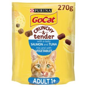 Purina Go-Cat Crunchy and Tender Cat Food Salmon, Tuna & Veg 270g