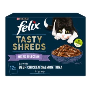 Felix Tasty Shreds Mixed Selection 12x80g Cat Felix Tasty Shreds Mixed Selection 12x80g