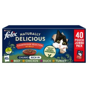 Felix Naturally Delicious Countryside Selection in Jelly Wet Cat Food 40x80g Cat Felix Naturally Delicious Countryside Selection in Jelly Wet Cat Food 40x80g