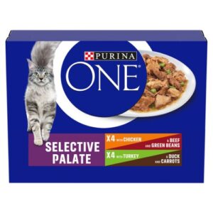 Purina One Adult Cat Food Chkn and Beef / Turkey & Duck 8x85g