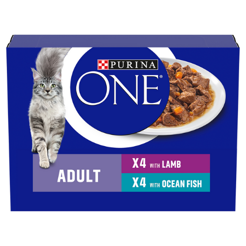 Purina One Adult Cat Food Fish and Lamb 8x85g Cat Purina One Adult Cat Food Fish and Lamb 8x85g