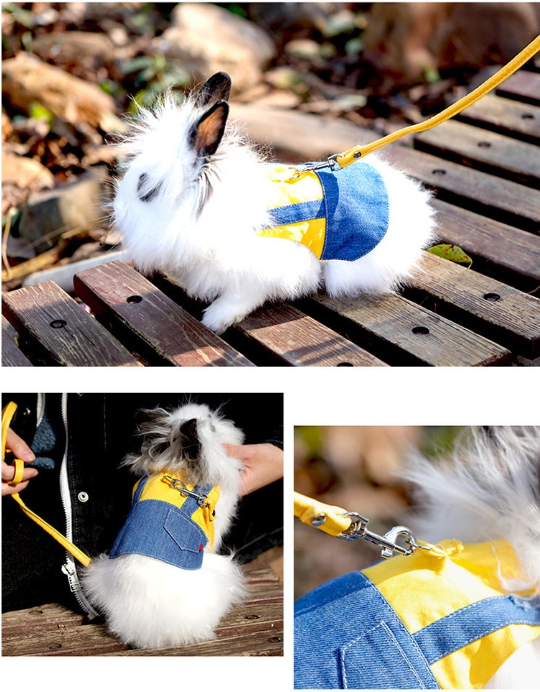 TD Rabbit Breathable Harness Bunny Clothes with Leash Apparel, Leash Collar, Harness & BackPack TD Rabbit Breathable Harness Bunny Clothes with Leash - Image 4