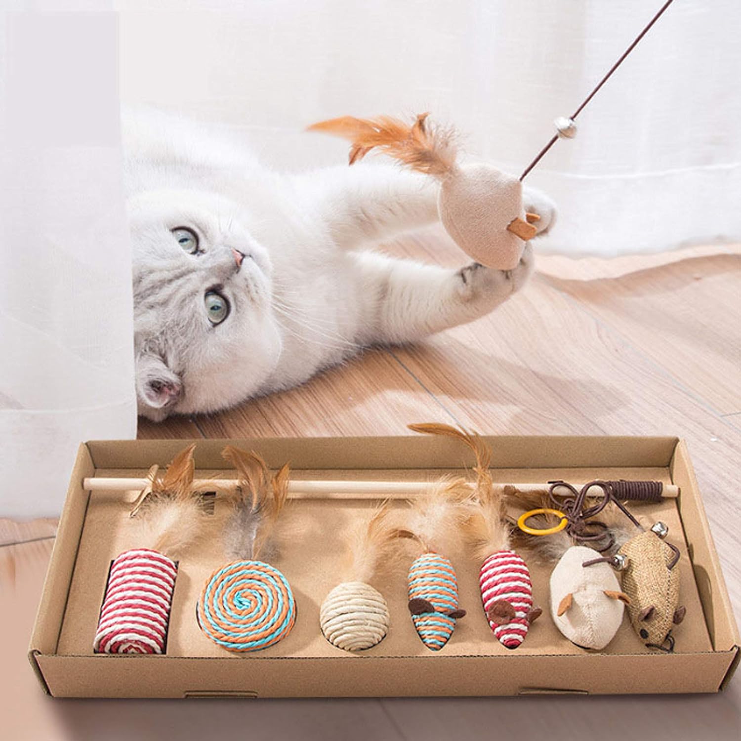 TD 7 Set Cat Mouse Feather Toys Cat TD 7 Set Cat Mouse Feather Toys - Image 2
