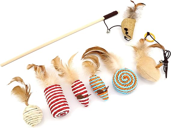 TD 7 Set Cat Mouse Feather Toys Cat TD 7 Set Cat Mouse Feather Toys - Image 3