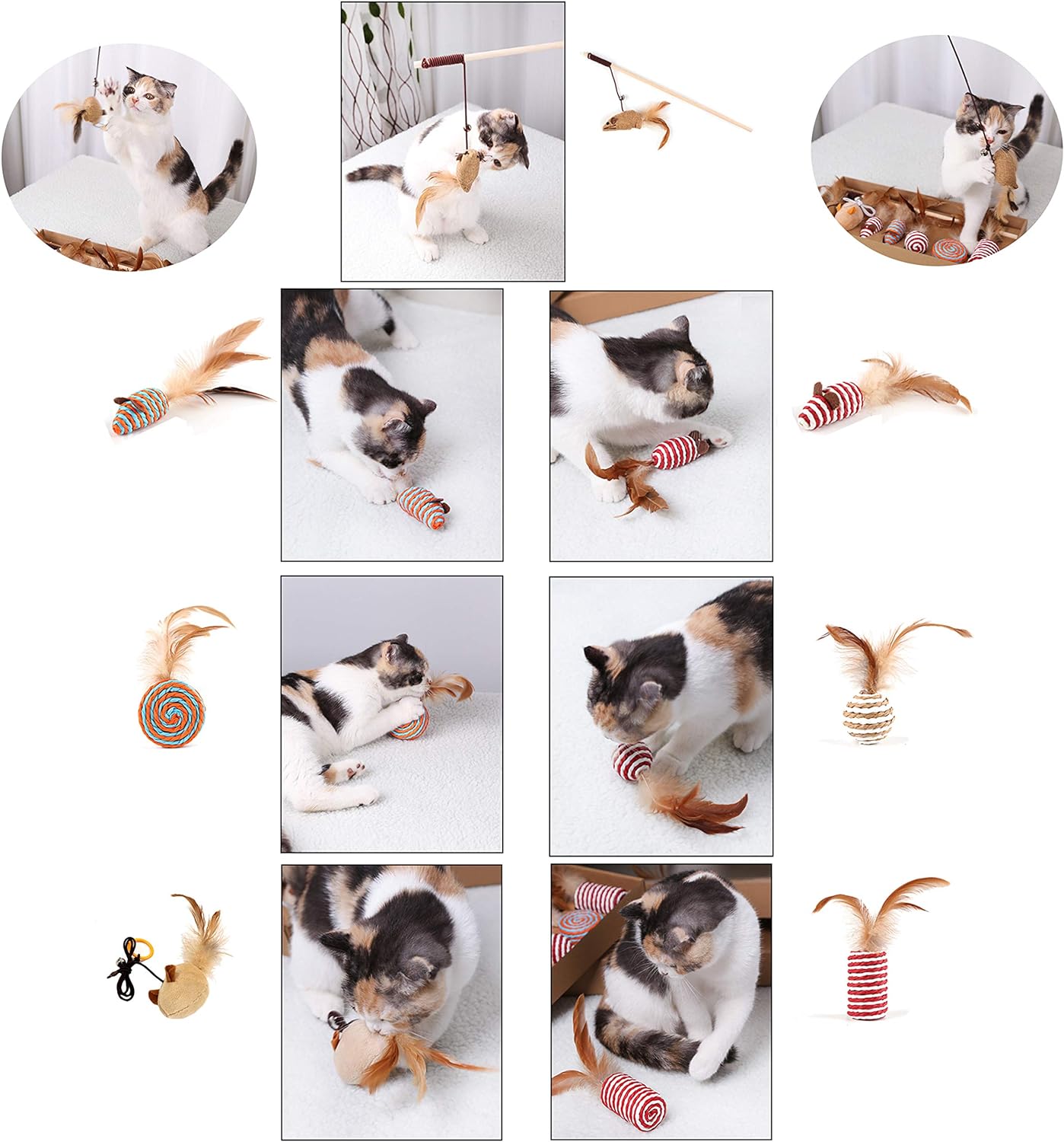TD 7 Set Cat Mouse Feather Toys Cat TD 7 Set Cat Mouse Feather Toys - Image 4