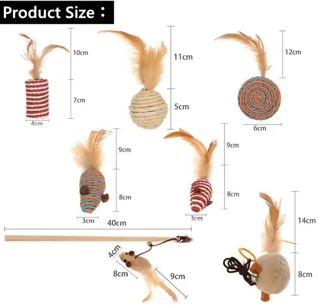 TD 7 Set Cat Mouse Feather Toys Cat TD 7 Set Cat Mouse Feather Toys - Image 5