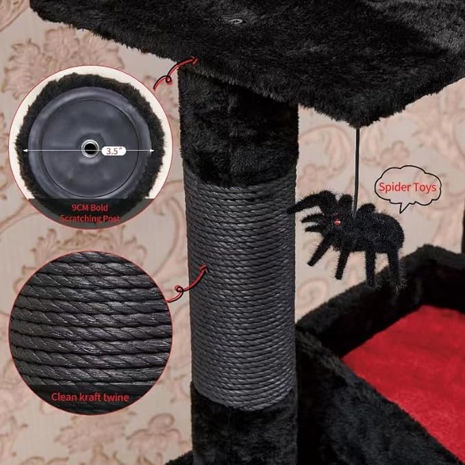 TD Gothic Halloween Cat Tree Condo with Coffin Bed Black Cat TD Gothic Halloween Cat Tree Condo with Coffin Bed Black - Image 5