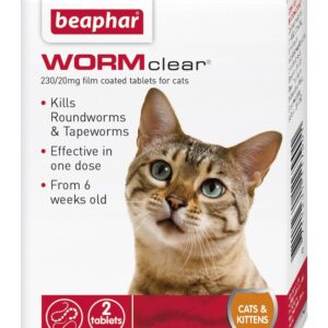 Beaphar Wormclear Worming 2 Tablets Cats Cat Beaphar Wormclear Worming 2 Tablets Cats