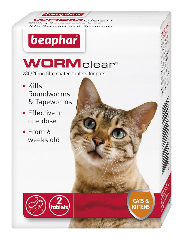 Beaphar Wormclear Worming 2 Tablets Cats Cat Beaphar Wormclear Worming 2 Tablets Cats