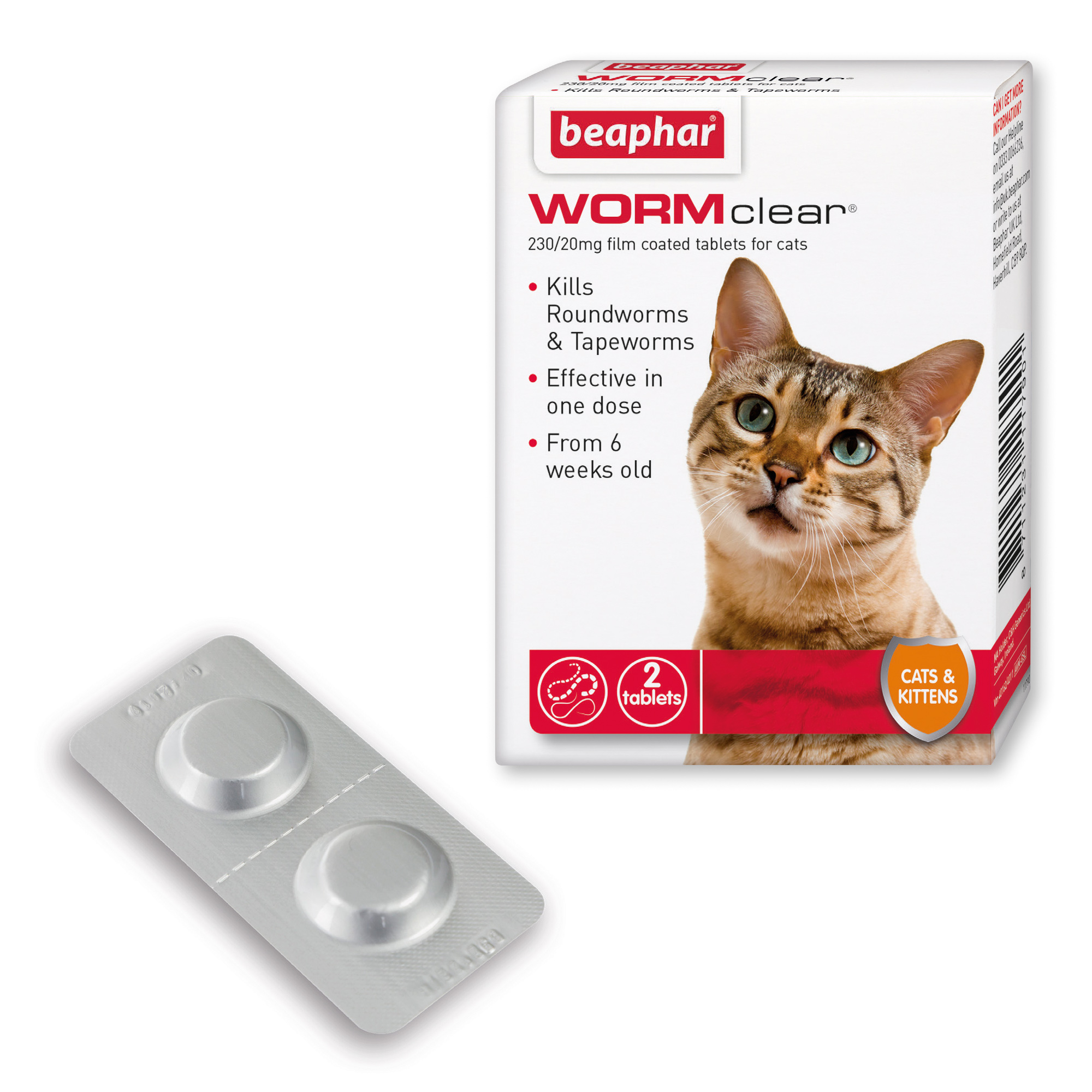 Beaphar Wormclear Worming 2 Tablets Cats Cat Beaphar Wormclear Worming 2 Tablets Cats - Image 2